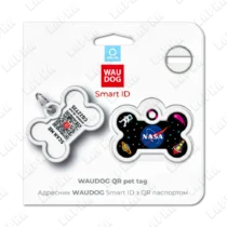WAUDOG Smart ID QR NASA кісточка - адресник з принтом для собак та котів в упаковкці, QR‑паспорт тварини на animal-id.net