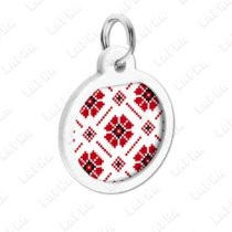 WAUDOG Smart ID QR Vyshyvanka 25 мм коло | Вишиванка- адресник з принтом для собак та котів, передній вигляд під кутом