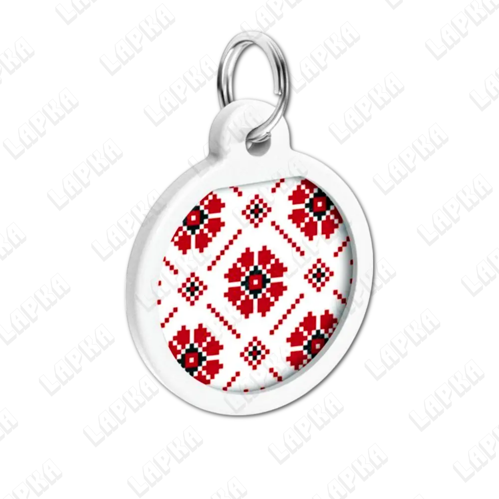 WAUDOG Smart ID QR Vyshyvanka 25 мм коло | Вишиванка 4 WAUDOG Smart ID QR Vyshyvanka 25 мм коло | Вишиванка - адресник з принтом для собак та котів, передній вигляд під кутом