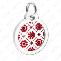 WAUDOG Smart ID QR Vyshyvanka 30 мм коло | Вишиванка - адресник з принтом для собак та котів, передній вигляд під кутом