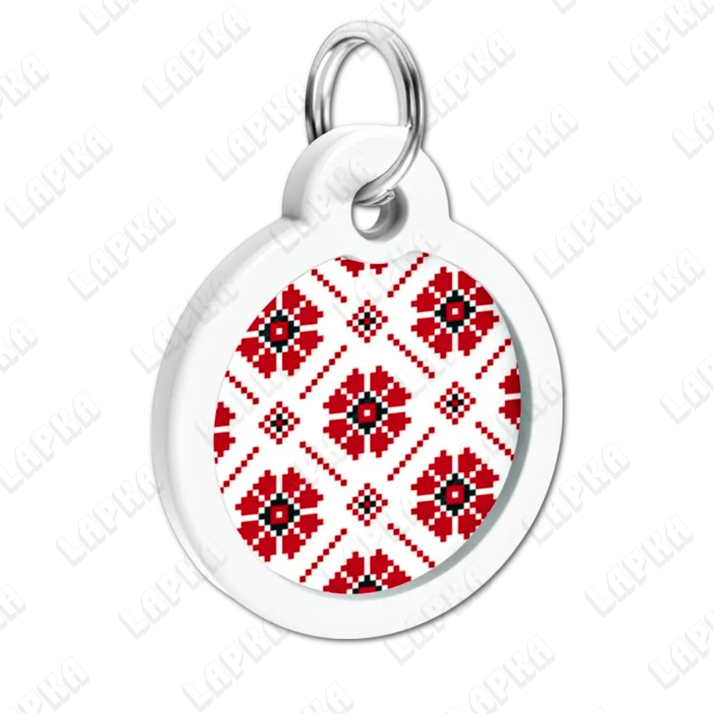 WAUDOG Smart ID QR Vyshyvanka 30 мм коло | Вишиванка 2 WAUDOG Smart ID QR Vyshyvanka 30 мм коло | Вишиванка - адресник з принтом для собак та котів, передній вигляд під кутом