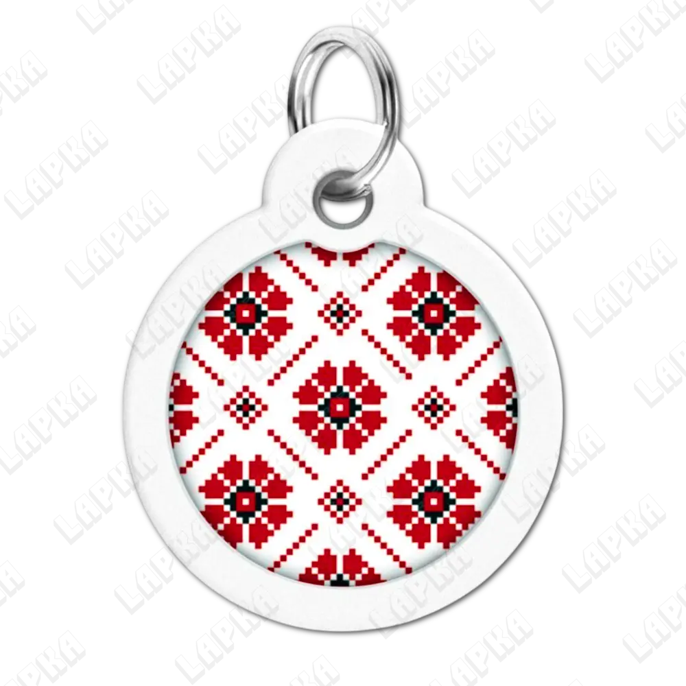 WAUDOG Smart ID QR Vyshyvanka 30 мм коло | Вишиванка 4 WAUDOG Smart ID QR Vyshyvanka 30 мм коло | Вишиванка - адресник з принтом для собак та котів, передній вигляд