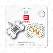 WAUDOG Smart ID QR Corgi Кісточка | Коргі - адресник з принтом для собак та котів в упаковкці, QR‑паспорт тварини на animal-id.net