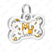 WAUDOG Smart ID QR Corgi Кісточка | Коргі - адресник з принтом для собак, під кутом, QR‑паспорт тварини на animal-id.net