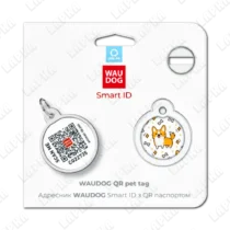 WAUDOG Smart ID QR Corgi 25 мм коло | Коргі - адресник з принтом для собак та котів, передній вигляд