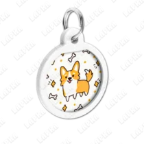 WAUDOG Smart ID QR Corgi 25 мм коло | Коргі - адресник з принтом для собак та котів, передній вигляд