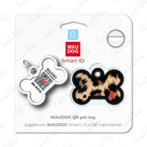WAUDOG Smart ID QR Leopard Кісточка | Леопард - адресник з леопардовим принтом для собак та котів в упаковкці, QR‑паспорт тварини на animal-id.net