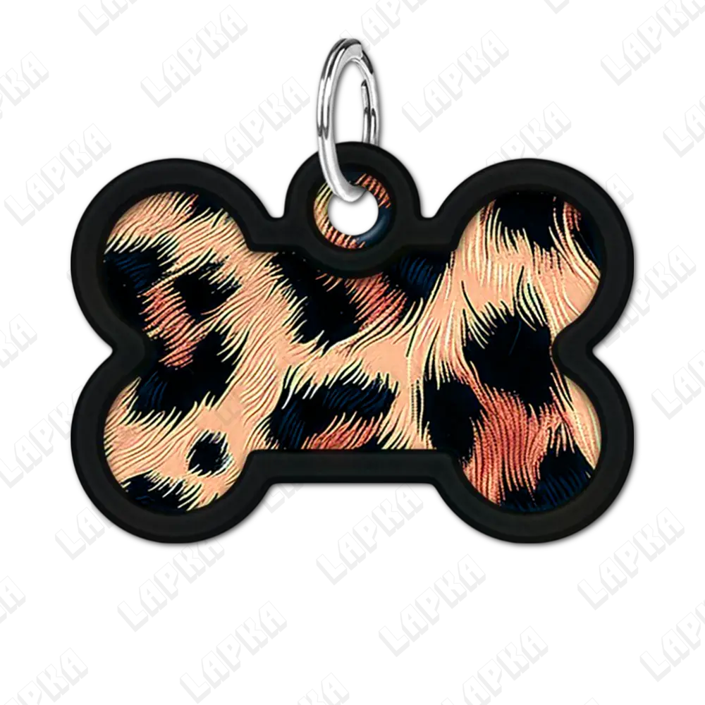 WAUDOG Smart ID QR Leopard Кісточка | Леопард 2 WAUDOG Smart ID QR Леопард кісточка | Леопард - адресник з леопардовим принтом для собак, передній вигляд, QR‑паспорт тварини на animal-id.net