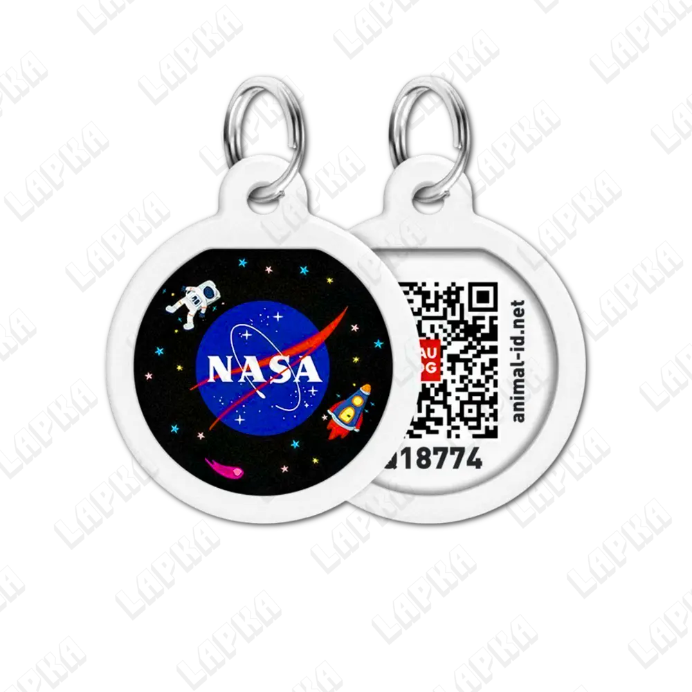 WAUDOG Smart ID QR NASA 25 мм. коло 4 WAUDOG Smart ID QR NASA 25 мм. коло - адресник з принтом для собак та котів, передній та задній вигляд