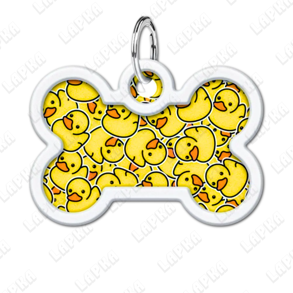 WAUDOG Smart ID QR Kachky Кісточка | Качки 4 WAUDOG Smart ID QR Kachky Кісточка | Качки - адресник з принтом для собак, передній вигляд, QR‑паспорт тварини на animal-id.net