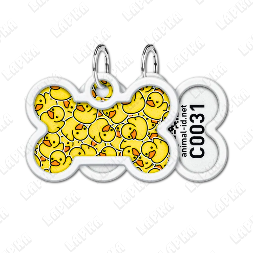 WAUDOG Smart ID QR Kachky Кісточка | Качки 5 WAUDOG Smart ID QR Kachky Кісточка | Качки - адресник з принтом для собак, передній та задній вигляд