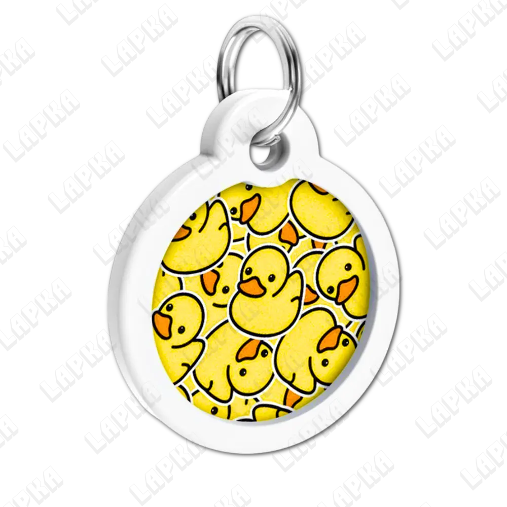 WAUDOG Smart ID QR Kachky 30 мм коло | Качки 2 WAUDOG Smart ID QR Kachky 30 мм коло | Качки - адресник з принтом для собак та котів, передній вигляд під кутом