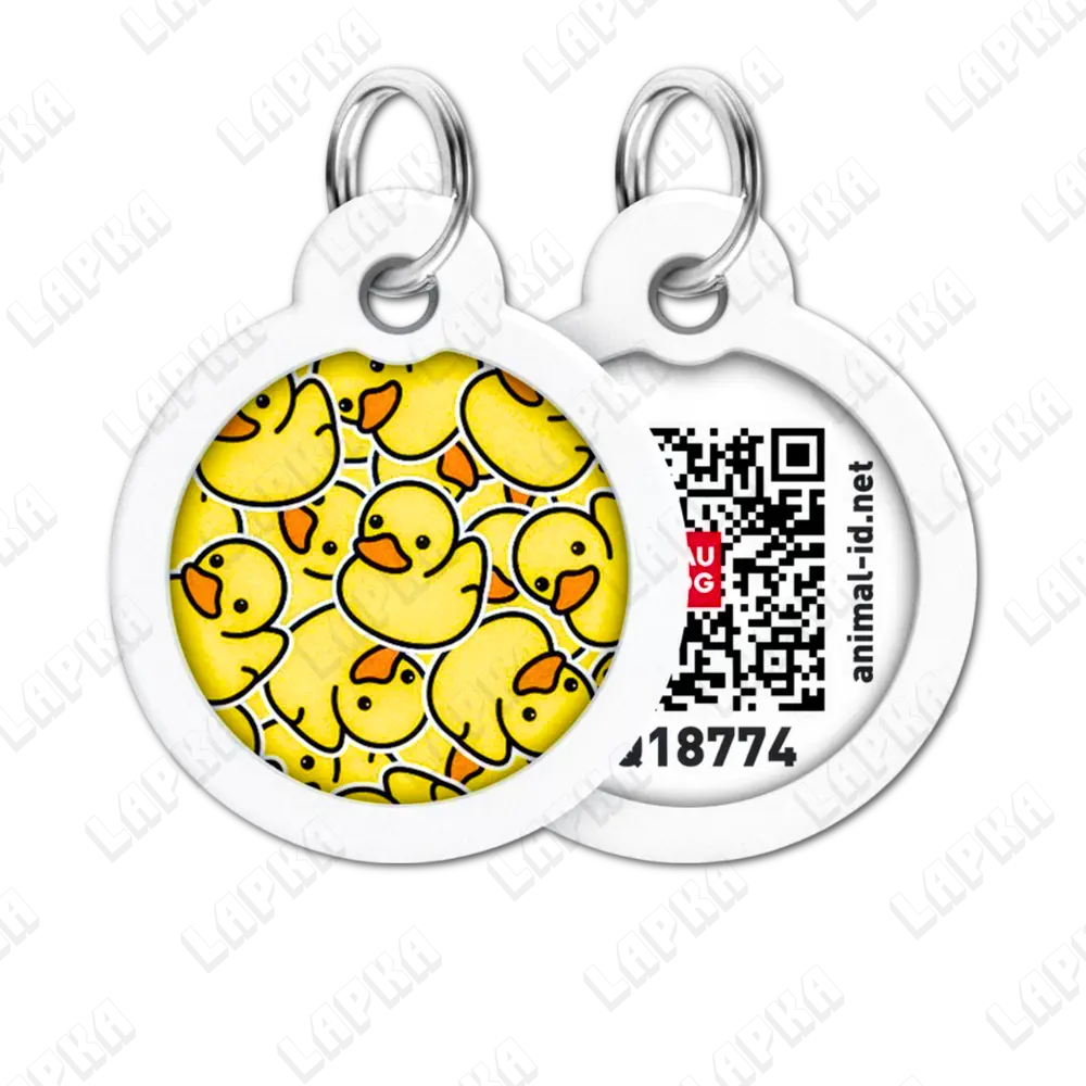 WAUDOG Smart ID QR Kachky 30 мм коло | Качки 5 WAUDOG Smart ID QR Kachky 30 мм коло | Качки - адресник з принтом для собак та котів, передній та задній вигляд