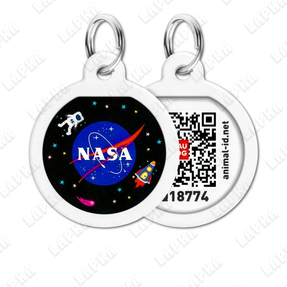 WAUDOG Smart ID QR NASA 30 мм коло 4 WAUDOG Smart ID QR NASA 30 мм коло - адресник з принтом для собак та котів, передній та задній вигляд