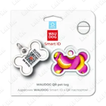 WAUDOG Smart ID QR Banana кісточка | Банани - адресник з принтом для собак та котів в упаковкці, QR‑паспорт тварини на animal-id.net
