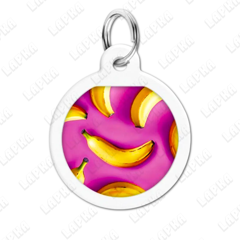 WAUDOG Smart ID QR Banana 25 мм коло | Банани 2 WAUDOG Smart ID QR Banana 25 мм коло | Банани - адресник з принтом для собак та котів, передній вигляд
