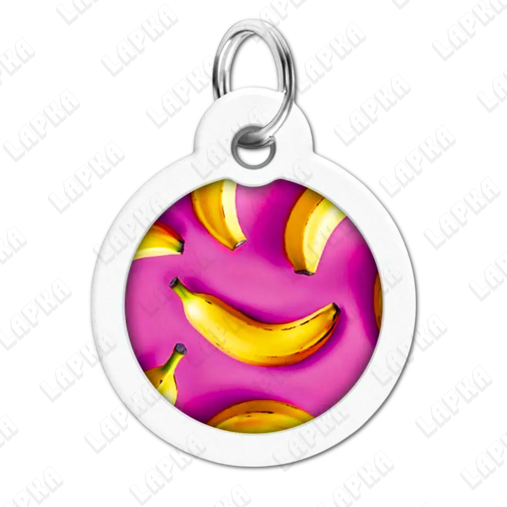 WAUDOG Smart ID QR Banana 30 мм коло | Банани 2 WAUDOG Smart ID QR Banana 30 мм коло | Банани - адресник з принтом для собак та котів, передній вигляд