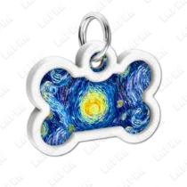 address-label-7-2 WAUDOG Smart ID QR Water Lilies Кісточка | Водяні лілії - адресник з принтом для собак, під кутом, QR‑паспорт тварини на animal-id.net