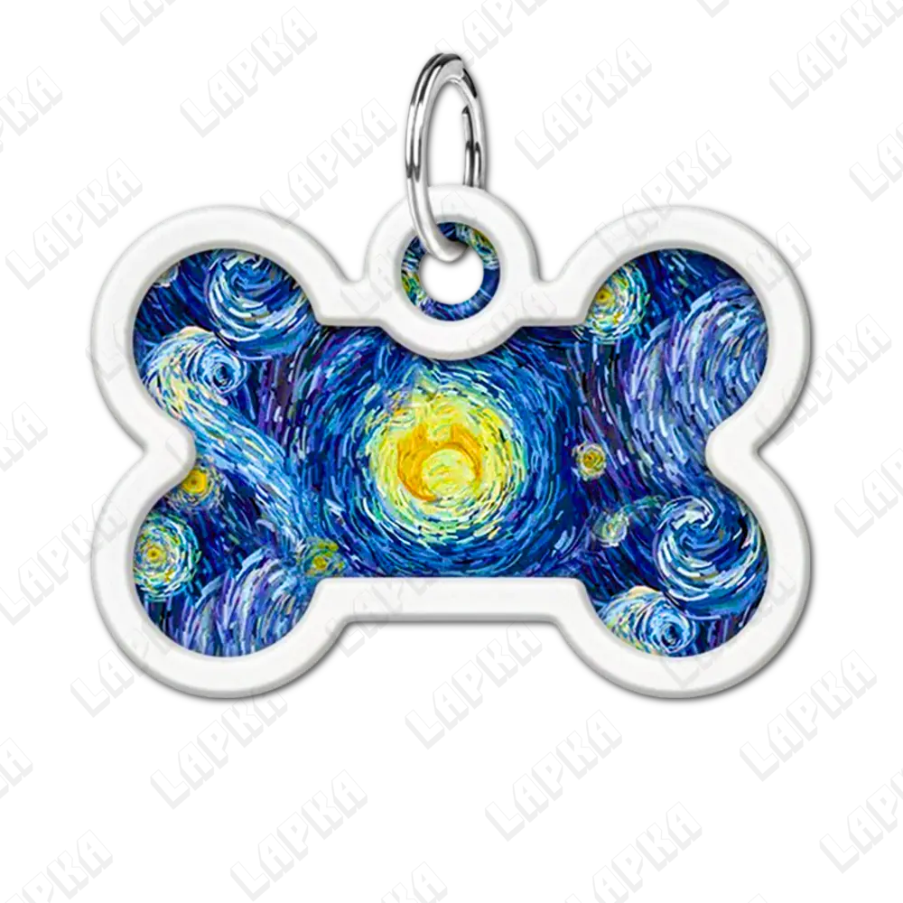 WAUDOG Smart ID QR Water Lilies Кісточка | Водяні лілії 3 WAUDOG Smart ID QR Water Lilies Кісточка | Водяні лілії - адресник з принтом для собак, передній вигляд, QR‑паспорт тварини на animal-id.net