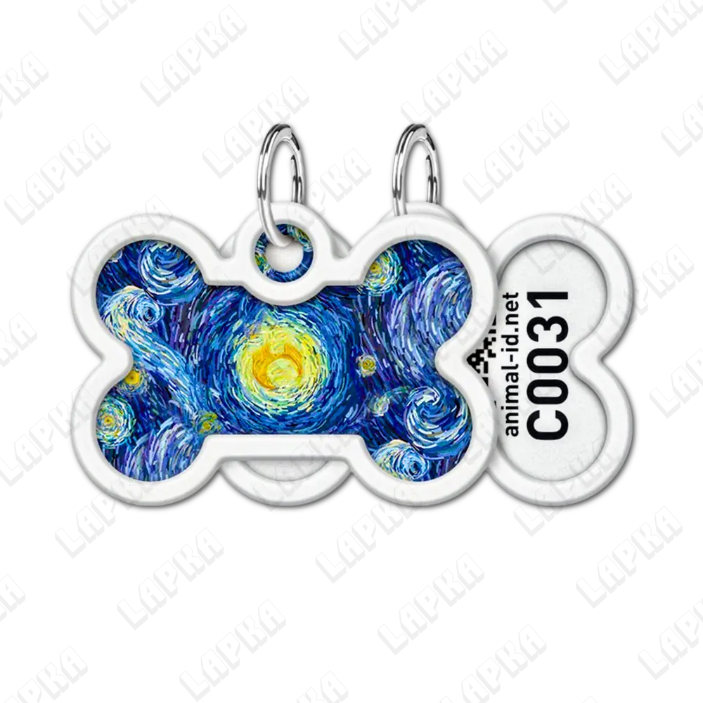 WAUDOG Smart ID QR Water Lilies Кісточка | Водяні лілії 4 WAUDOG Smart ID QR Water Lilies Кісточка | Водяні лілії - адресник з принтом для собак, передній та задній вигляд