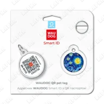 WAUDOG Smart ID QR Water Lilies 25 мм коло | Водяні лілії - адресник з принтом для собак та котів, передній вигляд