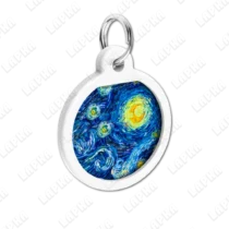 address-label-8-2 WAUDOG Smart ID QR Water Lilies 25 мм коло | Водяні лілії - адресник з принтом для собак та котів, передній вигляд під кутом