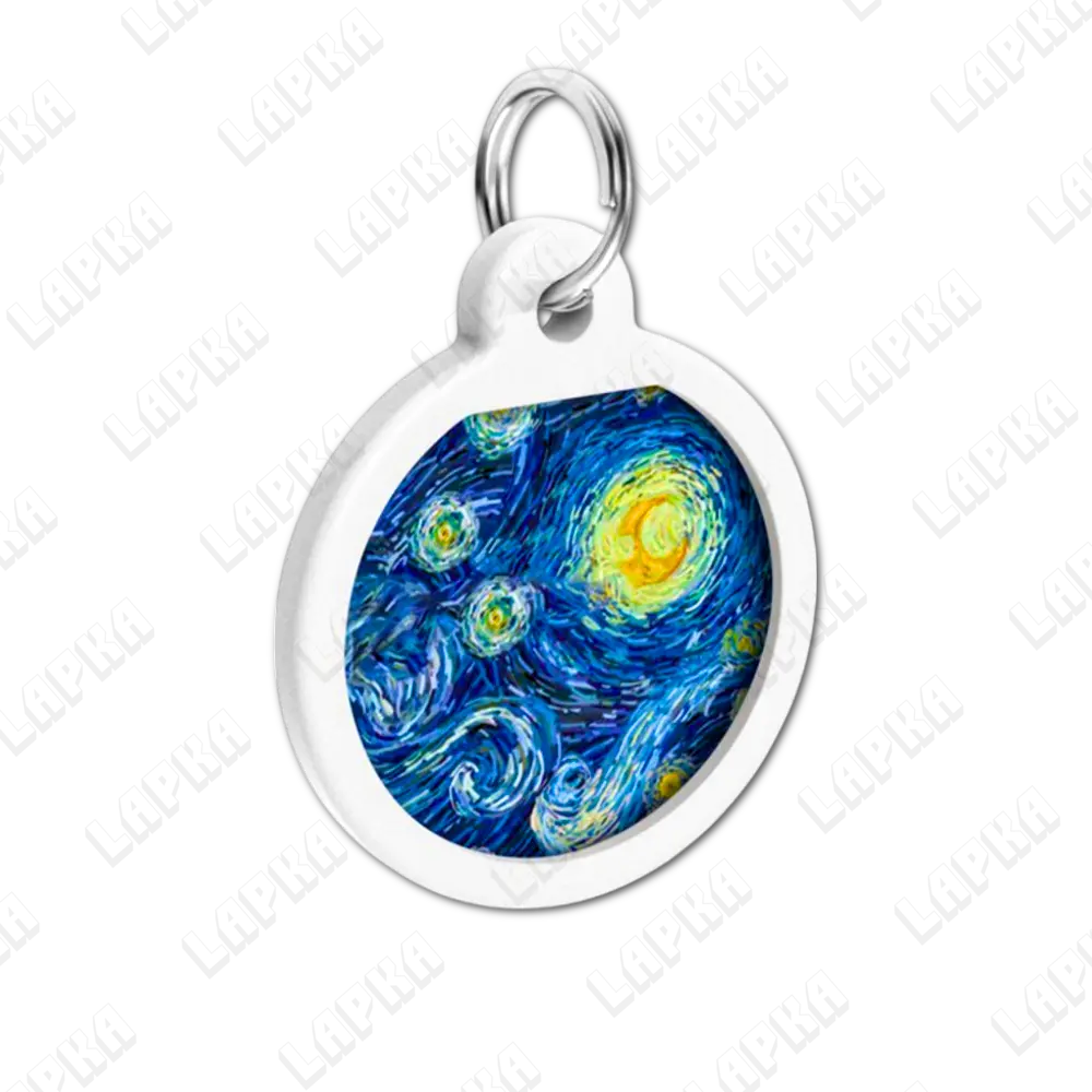 WAUDOG Smart ID QR Water Lilies 25 мм коло | Водяні лілії 2 WAUDOG Smart ID QR Water Lilies 25 мм коло | Водяні лілії - адресник з принтом для собак та котів, передній вигляд під кутом