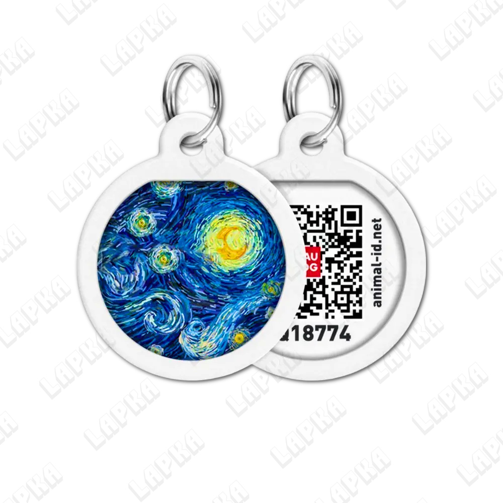 WAUDOG Smart ID QR Water Lilies 25 мм коло | Водяні лілії 5 WAUDOG Smart ID QR Water Lilies 25 мм коло | Водяні лілії - адресник з принтом для собак та котів, передній та задній вигляд