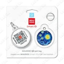 WAUDOG Smart ID QR Water Lilies 30 мм коло | Водяні лілії - адресник з принтом для собак та котів, передній вигляд