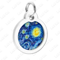 address-label-9-2 WAUDOG Smart ID QR Water Lilies 30 мм коло | Водяні лілії - адресник з принтом для собак та котів, передній вигляд під кутом