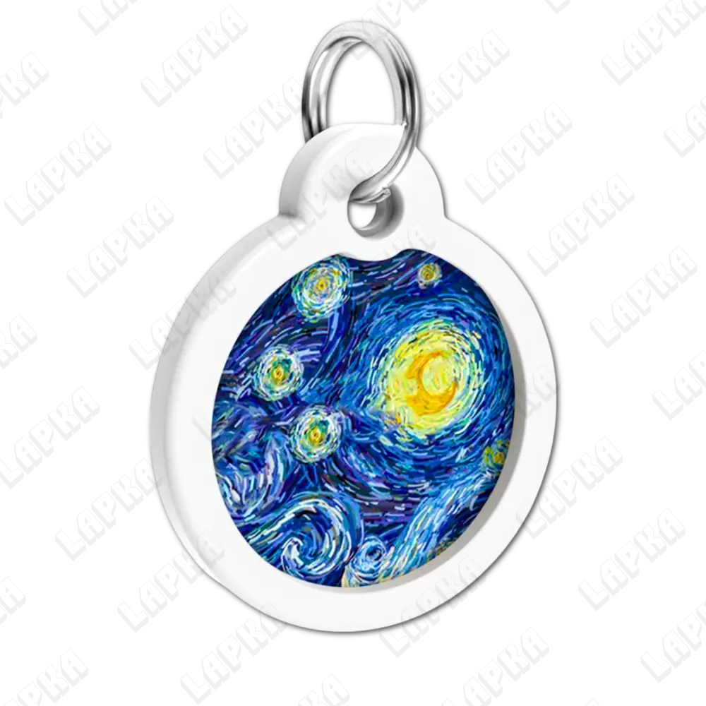 WAUDOG Smart ID QR Water Lilies 30 мм коло | Водяні лілії 2 WAUDOG Smart ID QR Water Lilies 30 мм коло | Водяні лілії - адресник з принтом для собак та котів, передній вигляд під кутом