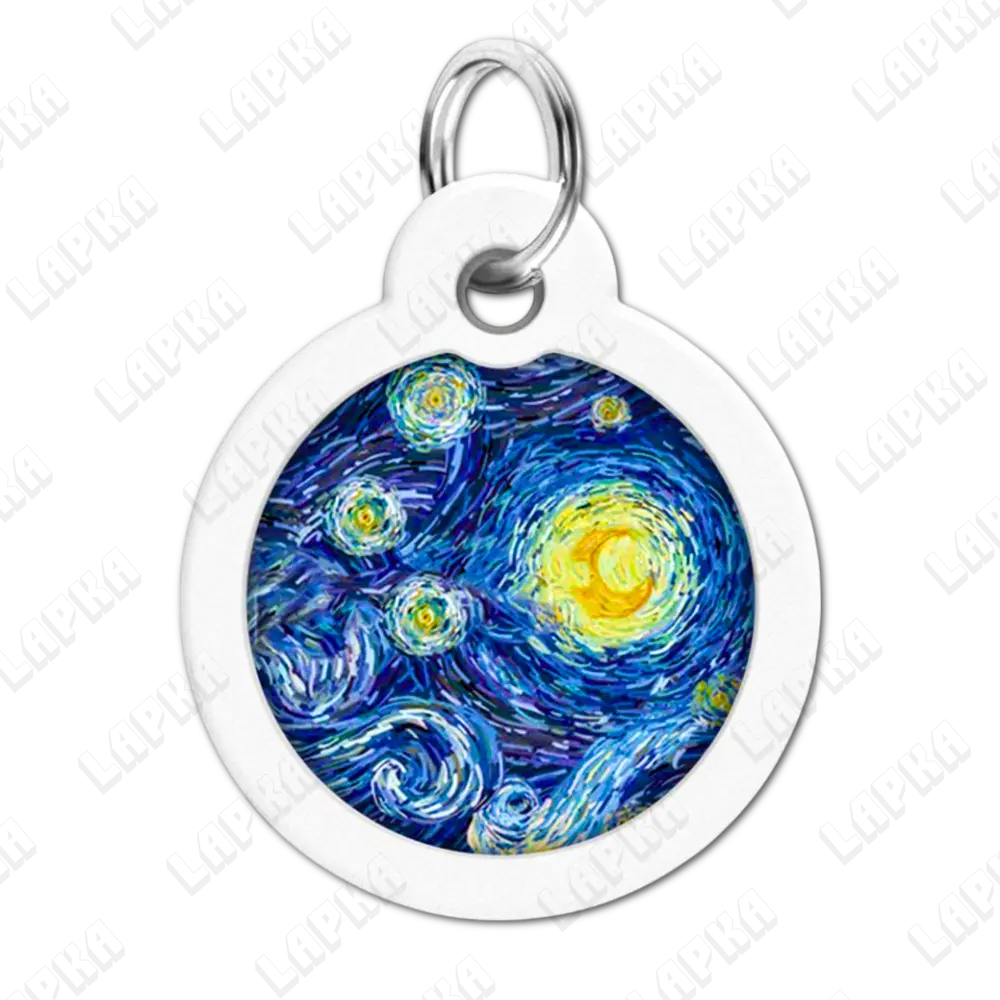 WAUDOG Smart ID QR Water Lilies 30 мм коло | Водяні лілії 4 WAUDOG Smart ID QR Water Lilies 30 мм коло | Водяні лілії - адресник з принтом для собак та котів, передній вигляд