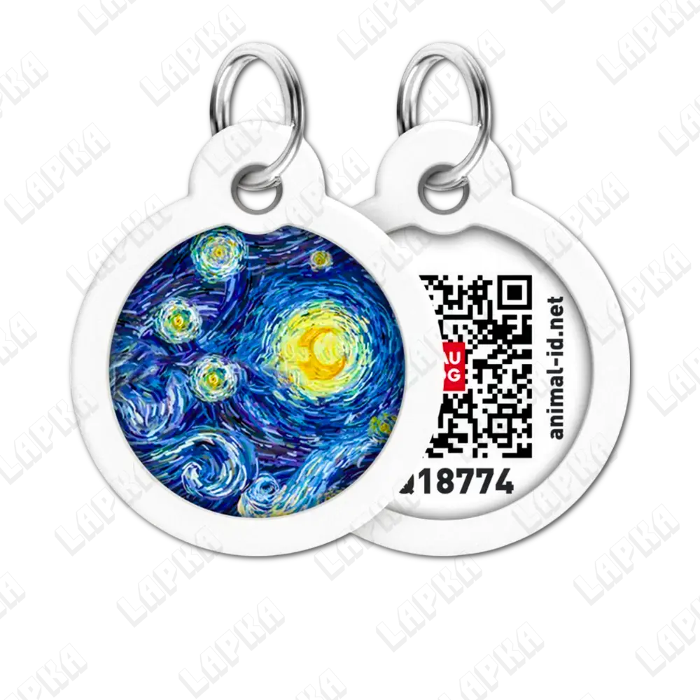 WAUDOG Smart ID QR Water Lilies 30 мм коло | Водяні лілії 5 WAUDOG Smart ID QR Water Lilies 30 мм коло | Водяні лілії - адресник з принтом для собак та котів, передній та задній вигляд