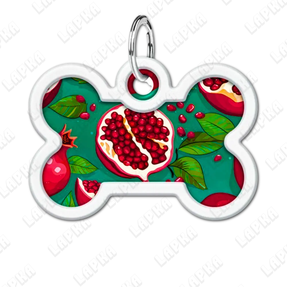 WAUDOG Smart ID QR Pomegranate Кісточка | Гранати 2 WAUDOG Smart ID QR Pomegranate Кісточка | Гранати - адресник з принтом для собак, передній вигляд, QR‑паспорт тварини на animal-id.net