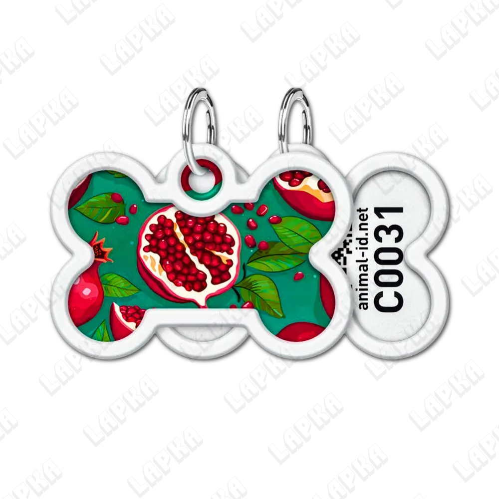 WAUDOG Smart ID QR Pomegranate Кісточка | Гранати 4 WAUDOG Smart ID QR Pomegranate Кісточка | Гранати - адресник з принтом для собак, передній та задній вигляд