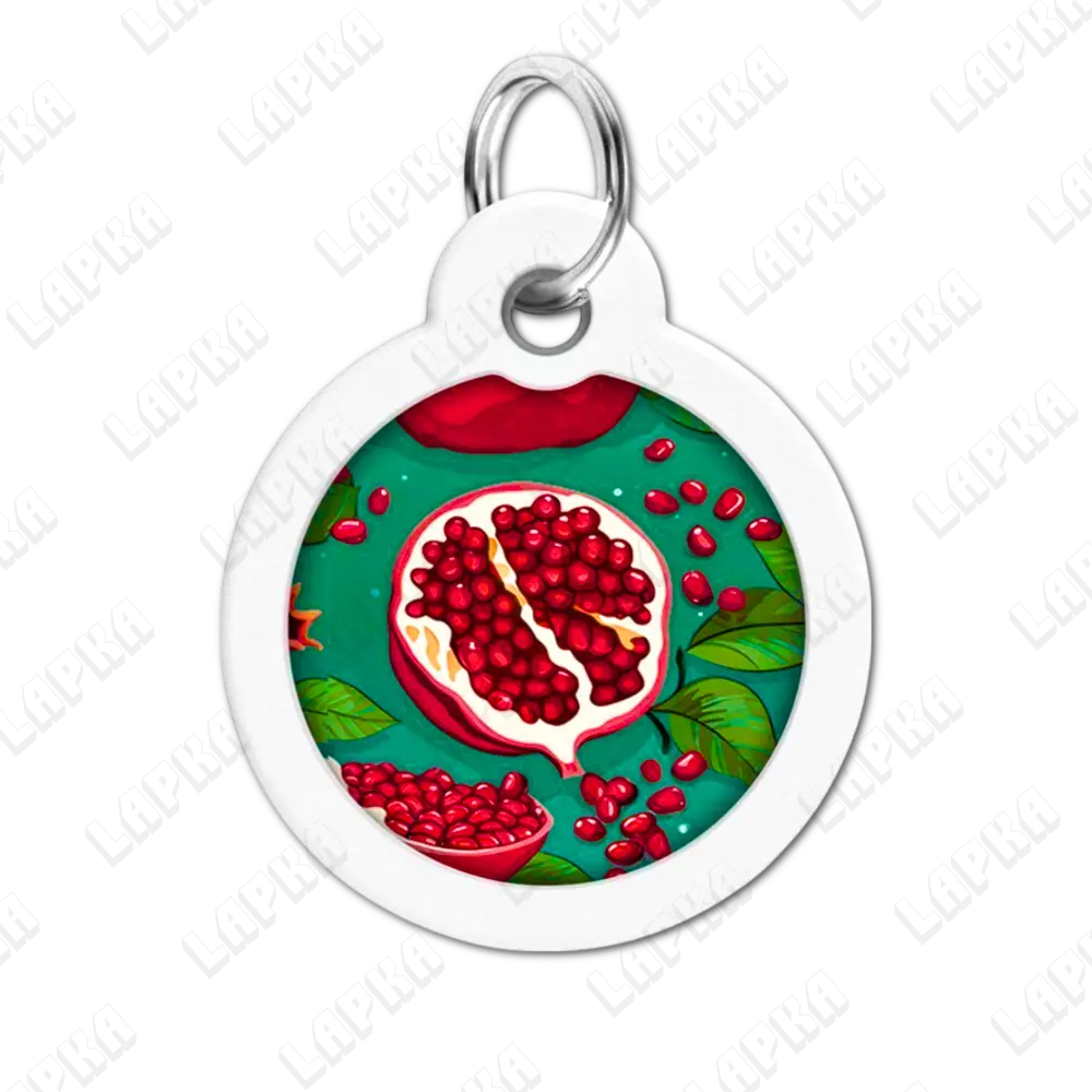 WAUDOG Smart ID QR Pomegranate 25 мм коло | Гранати 2 WAUDOG Smart ID QR Гранати 25 мм коло - адресник з принтом для собак та котів, передній вигляд