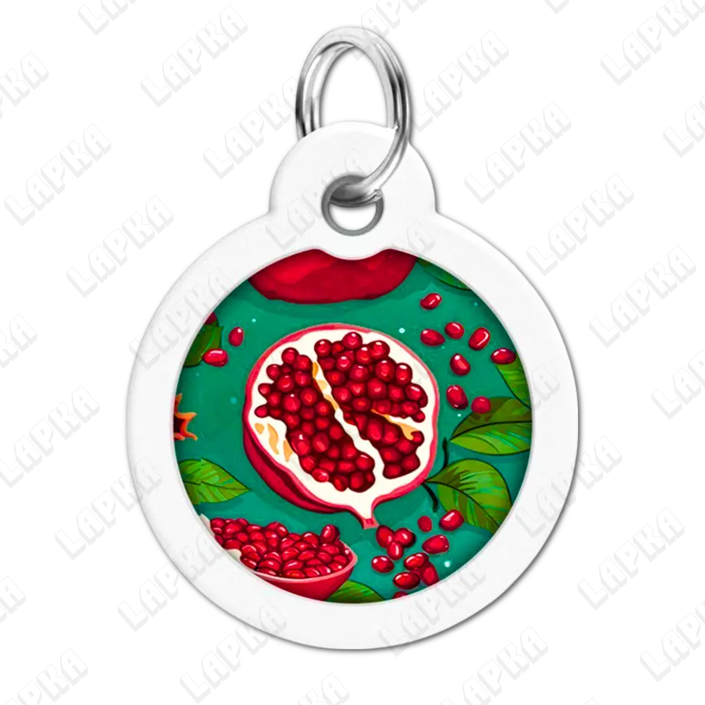 WAUDOG Smart ID QR Pomegranate 30 мм коло | Гранати 2 WAUDOG Smart ID QR Pomegranate 30 мм коло | Гранати - адресник з принтом для собак та котів, передній вигляд