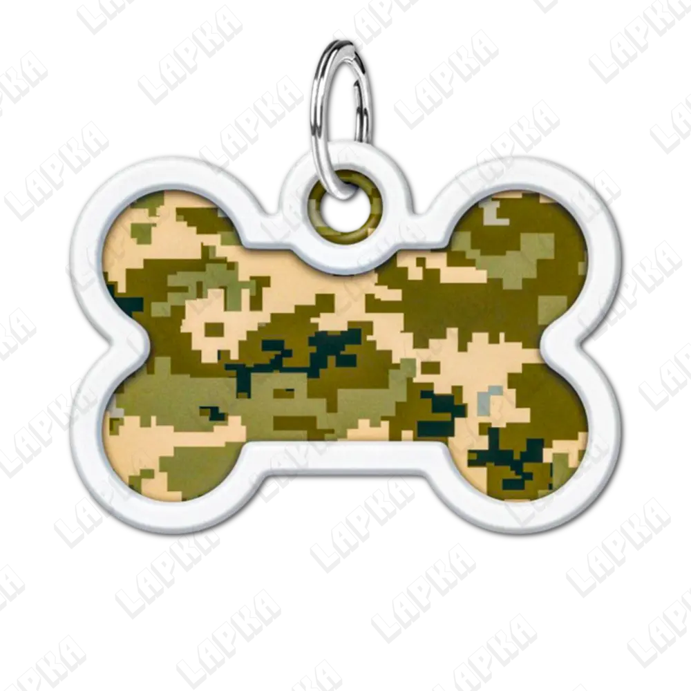 WAUDOG Smart ID QR Military Кісточка | Мілітарі 2 WAUDOG Smart ID QR Military кісточка | Мілітарі - адресник з принтом для собак, передній вигляд