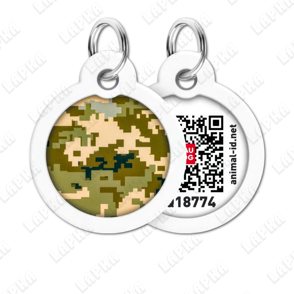 WAUDOG Smart ID QR Military 30 мм коло | Мілітари 4 WAUDOG Smart ID QR Military 30 мм коло | Мілітари - адресник з принтом для собак та котів, передній та задній вигляд